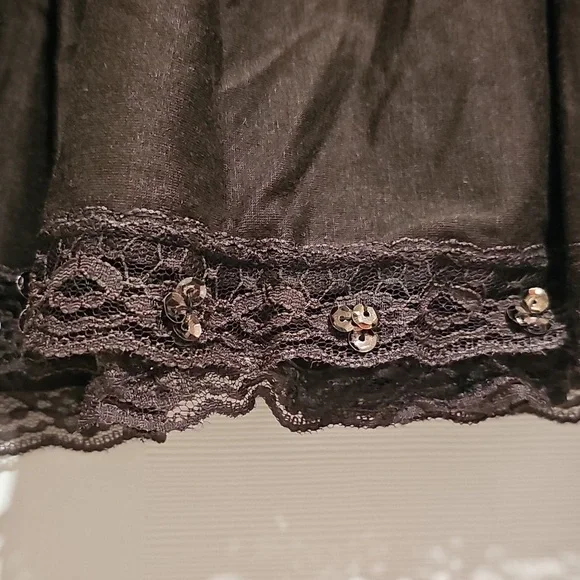 GNW Brown Tiered Maxi Skirt Lace Hem Size Small - Picture 3 of 4